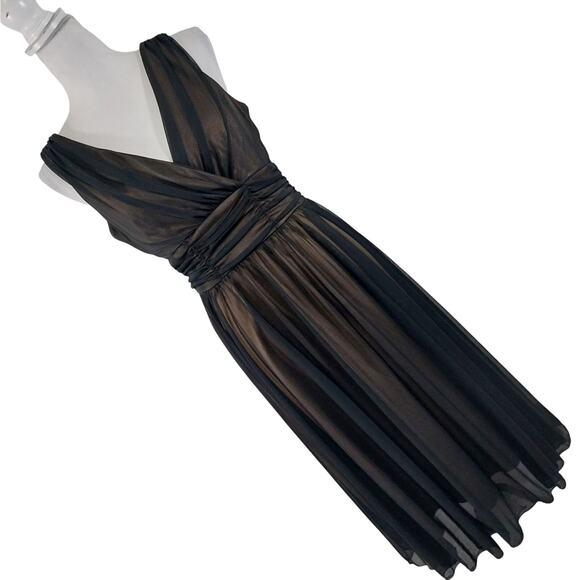 CONNECTED APPAREL! SHEER, FINEST BLACK NET OVER NUDE BEIGE, DREAMY DRESS! SZ 10 - Picture 10 of 10